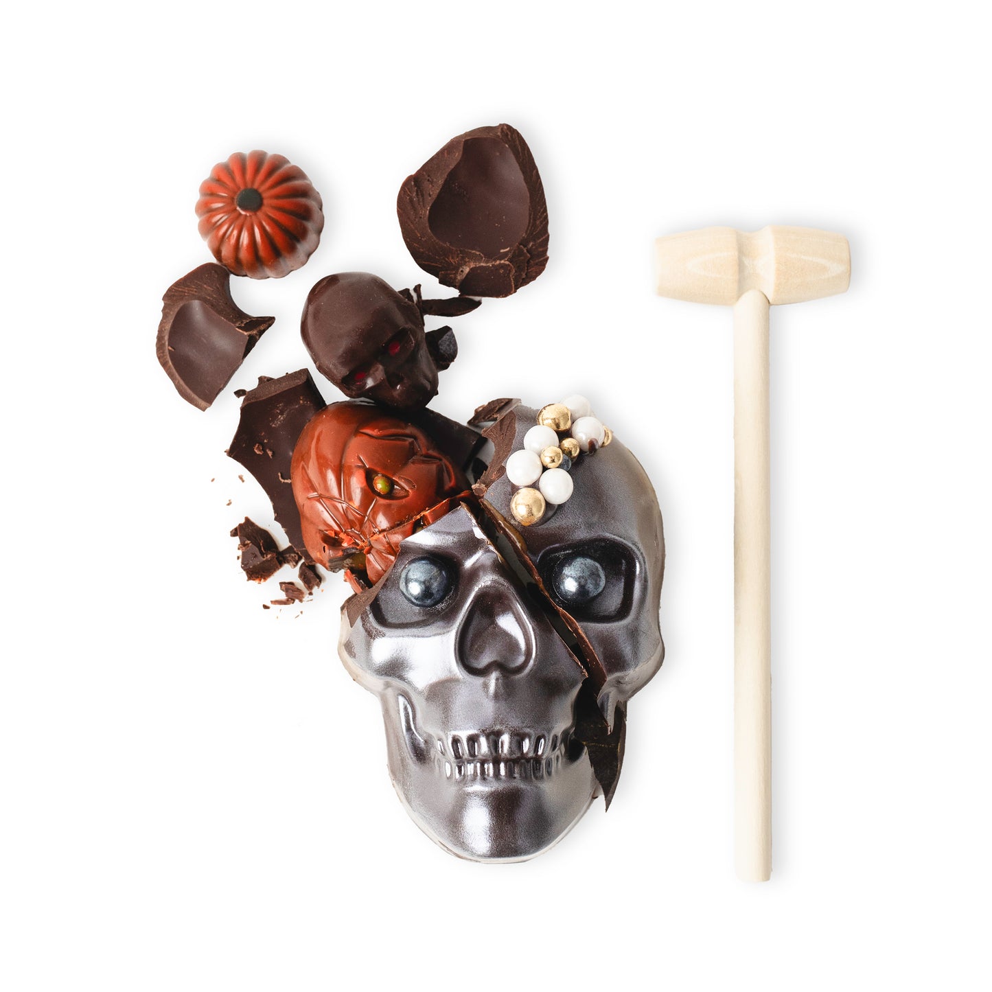 Silver Dark Chocolate Smash Skull